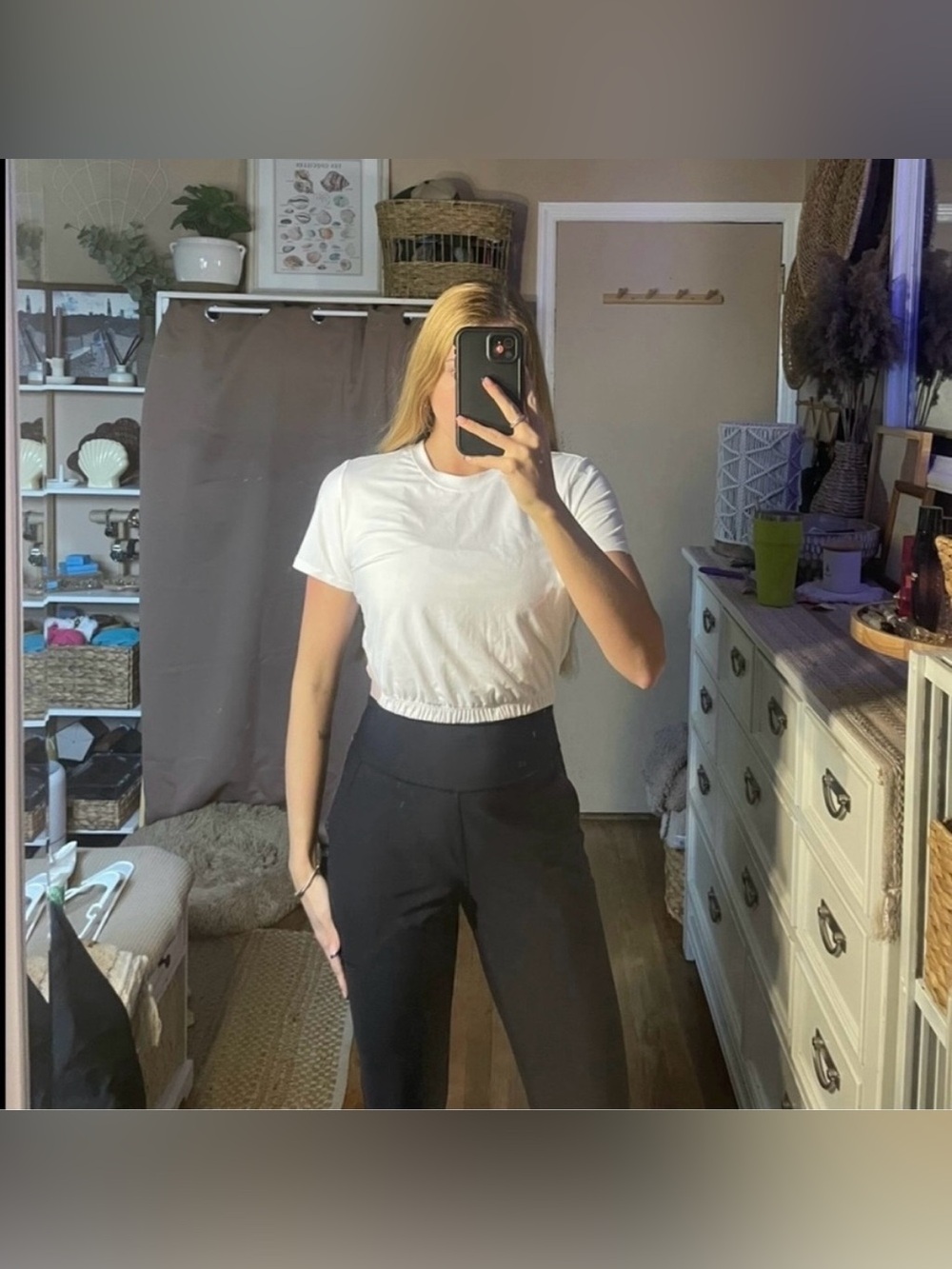 Joy Lab white cropped active workout top size small